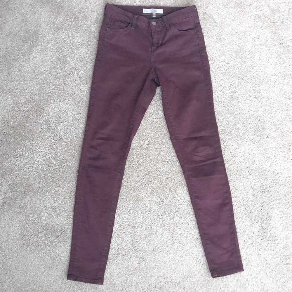 Topshop Maroon Moto Leigh Jeans